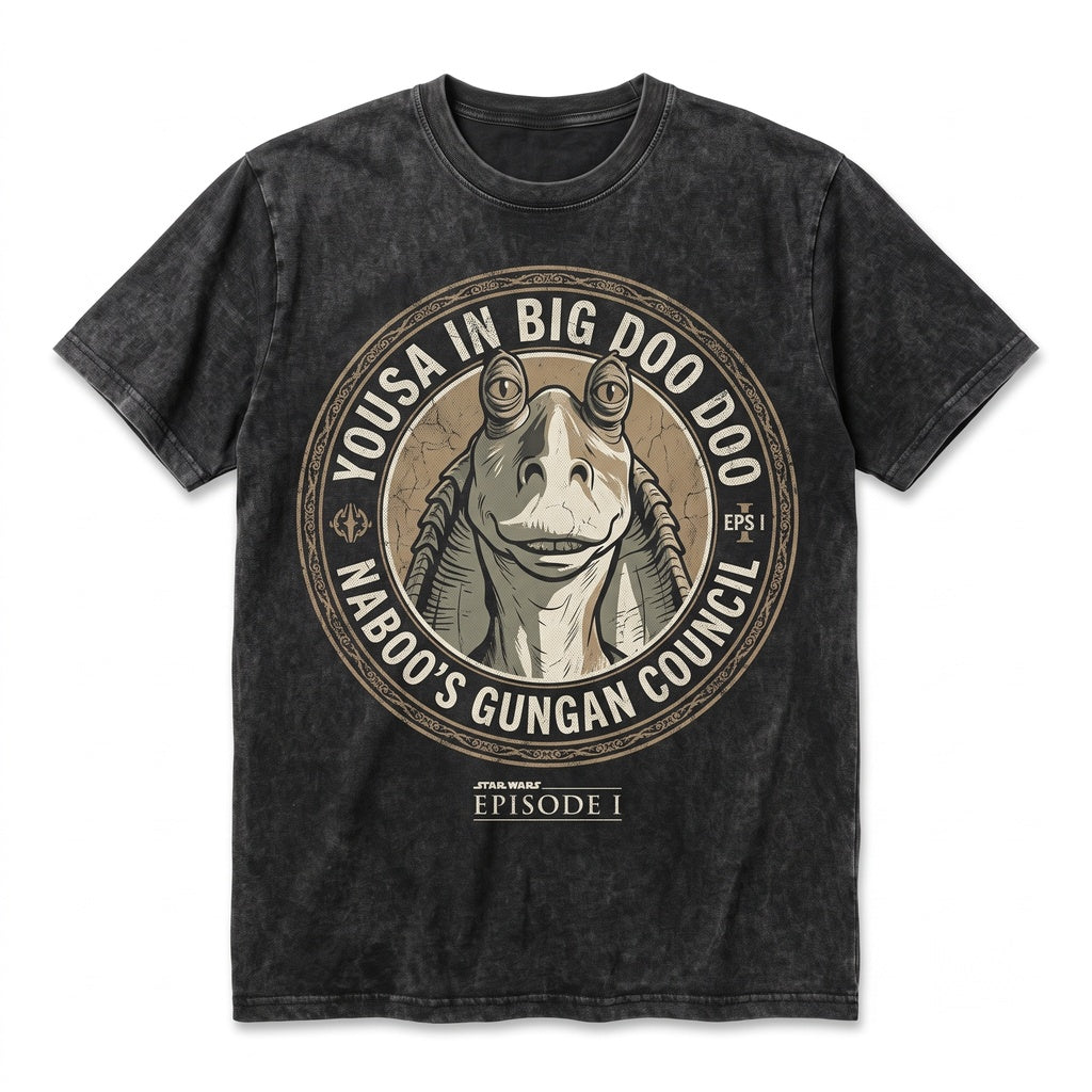 Vintage Jar Jar Binks Graphic Double-Sided Retro Sci-Fi Meme Cotton Apparel Unisex TShirt
