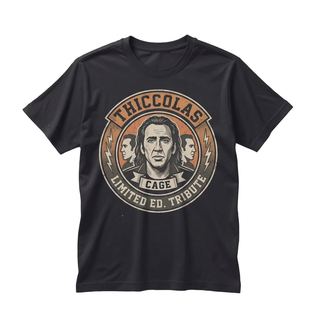 Thiccolas Cage Retro Graphic Mens Womens Novelty Humor Cotton Unisex TShirt