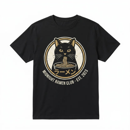 Ramen Cat Black Funny Japanese Dad Lover Gift Apparel Graphic Unisex TShirt