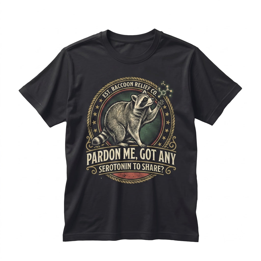 Funny Raccoon Meme Serotonin Mental Health Apparel Graphic Animal Lover Present Unisex TShirt