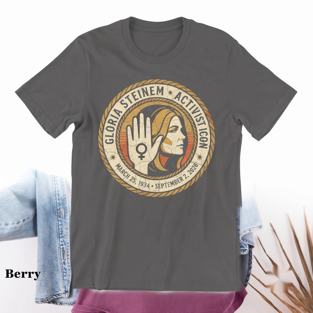 Retro Gloria Steinem Feminist Icon Memorial Equality Activist Tribute Graphic Apparel Unisex TShirt