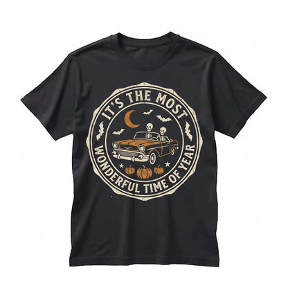 Funny Vintage Skeleton Driving Car Spooky Halloween Retro Gothic Graphic Unisex TShirt