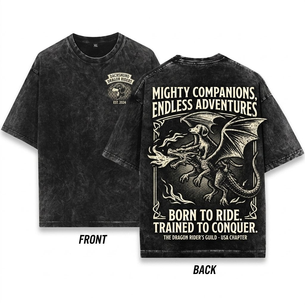 Dachshund Dragon Medieval Funny Wiener Dog Graphic Comfort Colors Unisex Wash T-Shirt