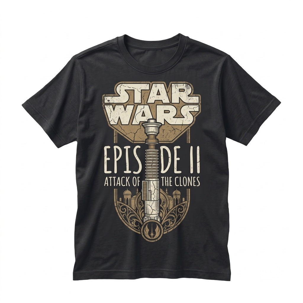 Oversized Anakin Skywalker Padme Amidala Attack of The Clones Vintage Sci-Fi Romance Graphic Apparel Unisex TShirt