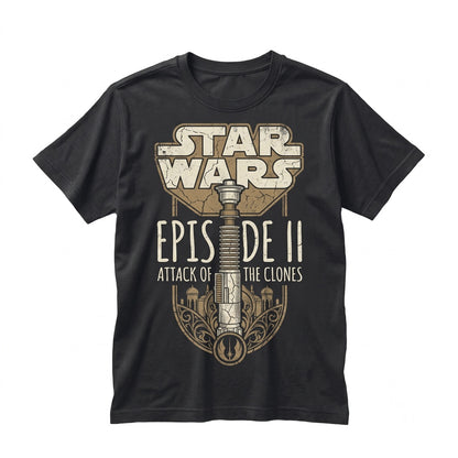 Oversized Anakin Skywalker Padme Amidala Attack of The Clones Vintage Sci-Fi Romance Graphic Apparel Unisex TShirt