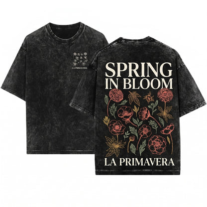 Spring Floral Botanical Italian La Primavera Graphic Unisex Wash T-Shirt