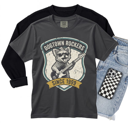 Funny Yorkie Yorkshire Terrier Vintage Guitar Rock Music Dog Mom Dad Gift Unisex TShirt
