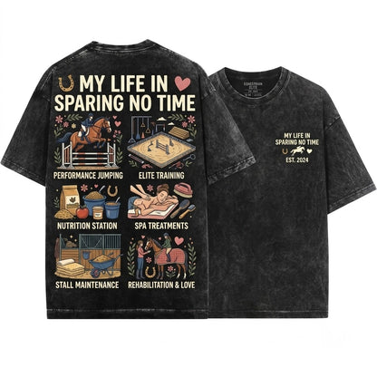 Horse Lover Spare Time Riding Equestrian Groom Feed Train Clean Gift Unisex Wash T-Shirt