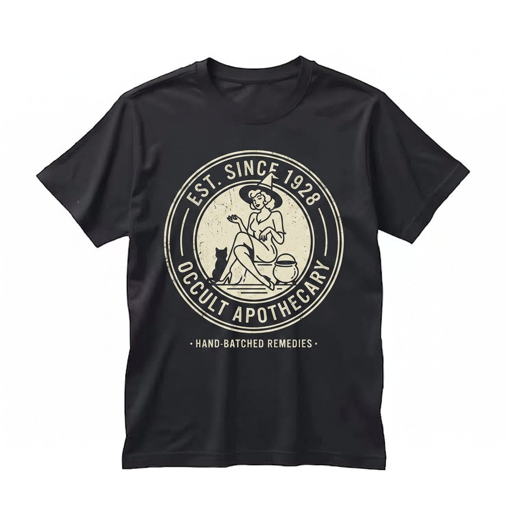 Vintage Witch Retro Halloween Black Cat Graphic Spooky Season Gift Unisex TShirt