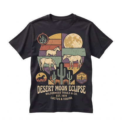 Vintage 90s Western Desert Horse Graphic Tee, Retro Southwest Cactus Rodeo Country Boho Unisex TShirt