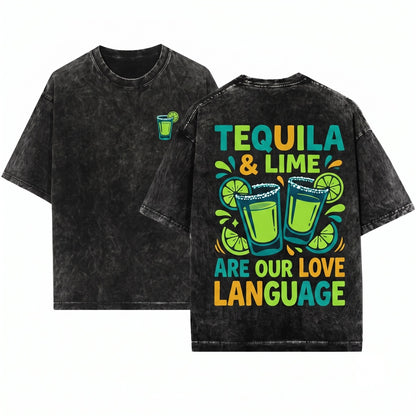 Tequila Lime Sunshine Summer Drinking Funny Vacation Beach Vibes Adult Humor Chasing Sunsets Unisex Wash T-Shirt