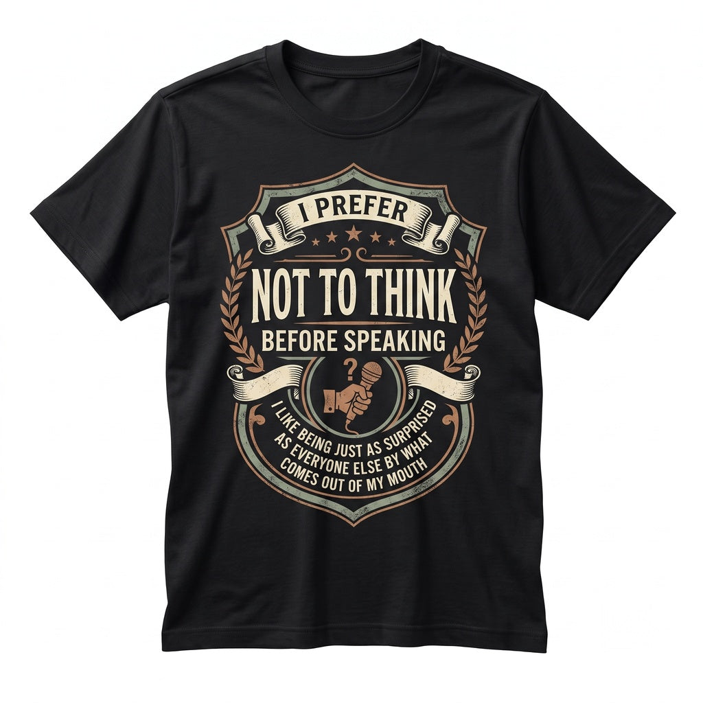 I Prefer Not To Think Before Speaking Funny Sarcastic Graphic Humor Unisex TShirt
