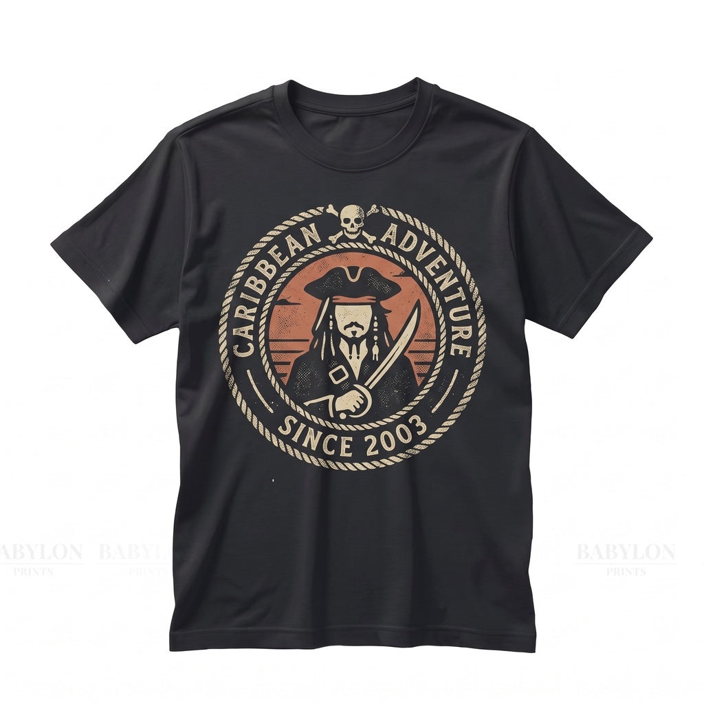 Vintage Retro Swashbuckler Captain Curse of the Black Pearl Yo Ho A Pirate Life For Me Graphic Top Unisex TShirt