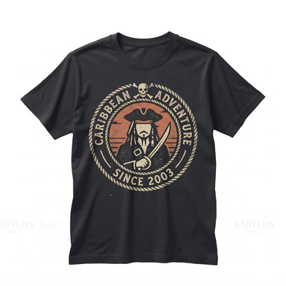 Vintage Retro Swashbuckler Captain Curse of the Black Pearl Yo Ho A Pirate Life For Me Graphic Top Unisex TShirt