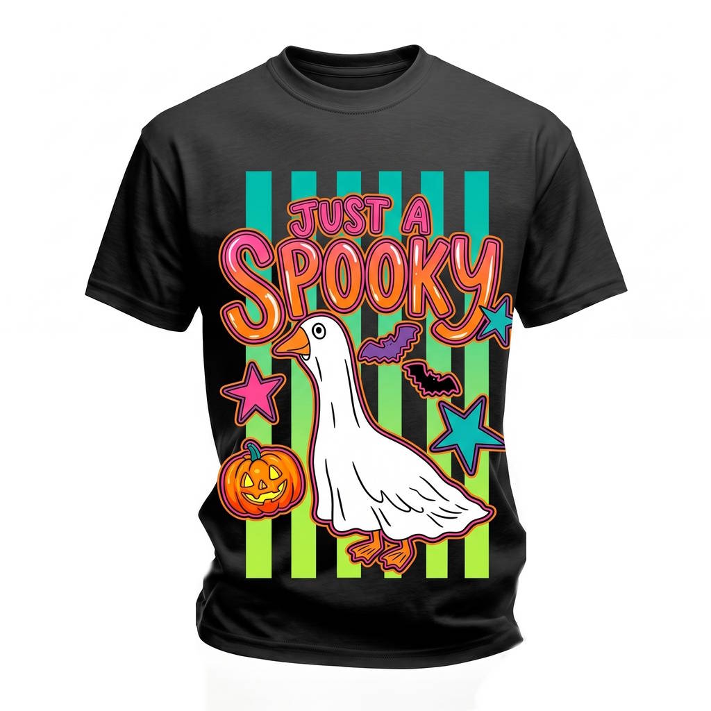 Just A Spooky Goose Cute Ghost Halloween Pink Vibes Gift Retro Pumpkin Unisex TShirt