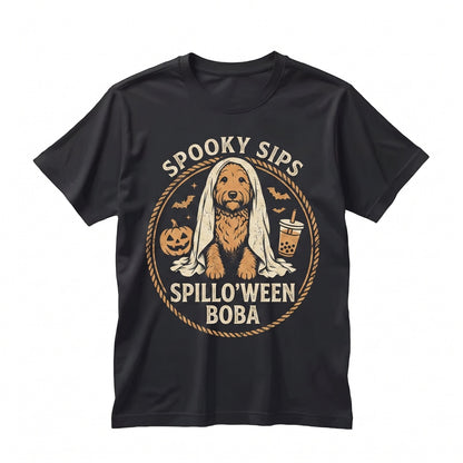 Cute Spooky Goldendoodle Halloween Ghost Boba Dog Lover Gift Unisex TShirt