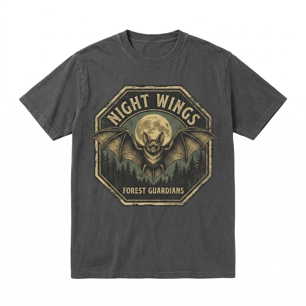 Vintage Spooky Bat Graphic Retro Gothic Full Moon Forest Wildlife Nature Halloween Animal Lover Gift Unisex TShirt