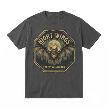 Vintage Spooky Bat Graphic Retro Gothic Full Moon Forest Wildlife Nature Halloween Animal Lover Gift Unisex TShirt