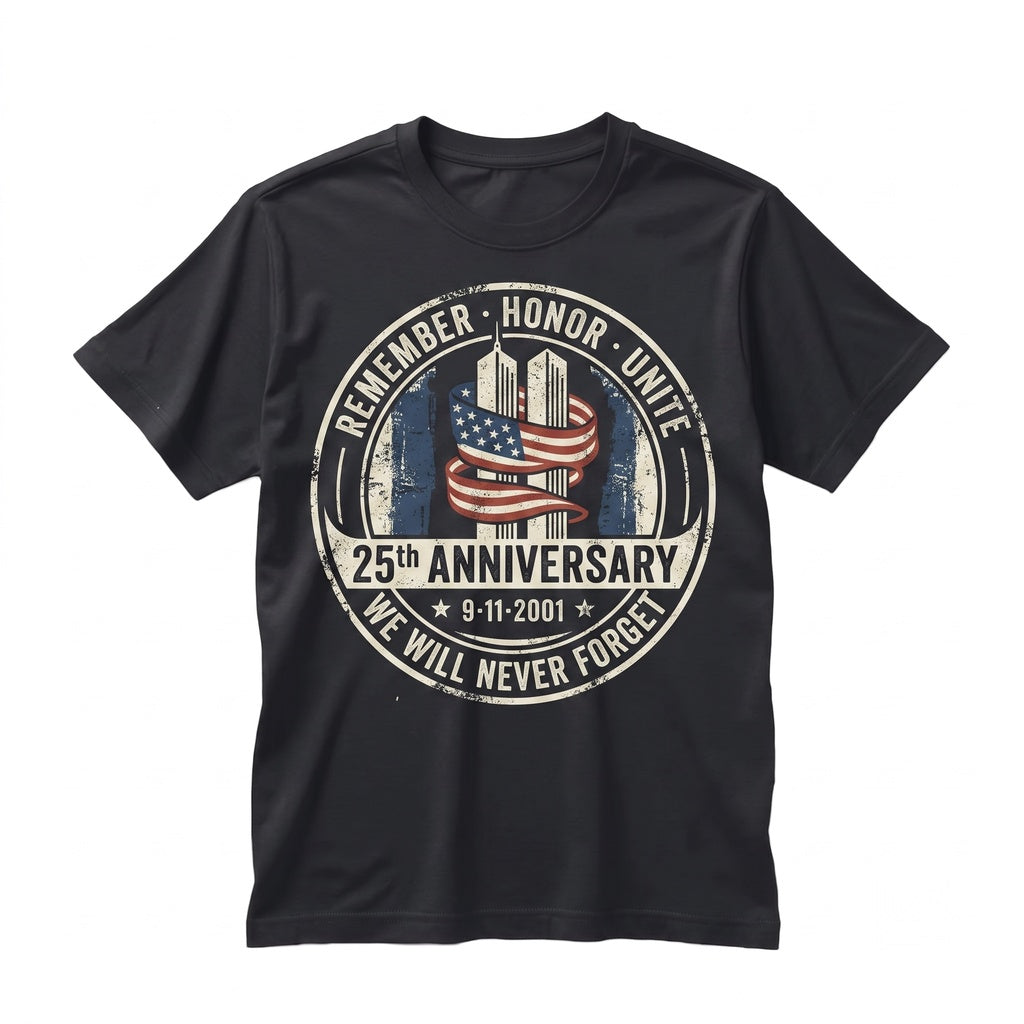 911 25th Anniversary Memorial Patriotic American Flag Tribute Commemorative Graphic Unisex TShirt