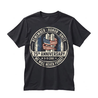 911 25th Anniversary Memorial Patriotic American Flag Tribute Commemorative Graphic Unisex TShirt