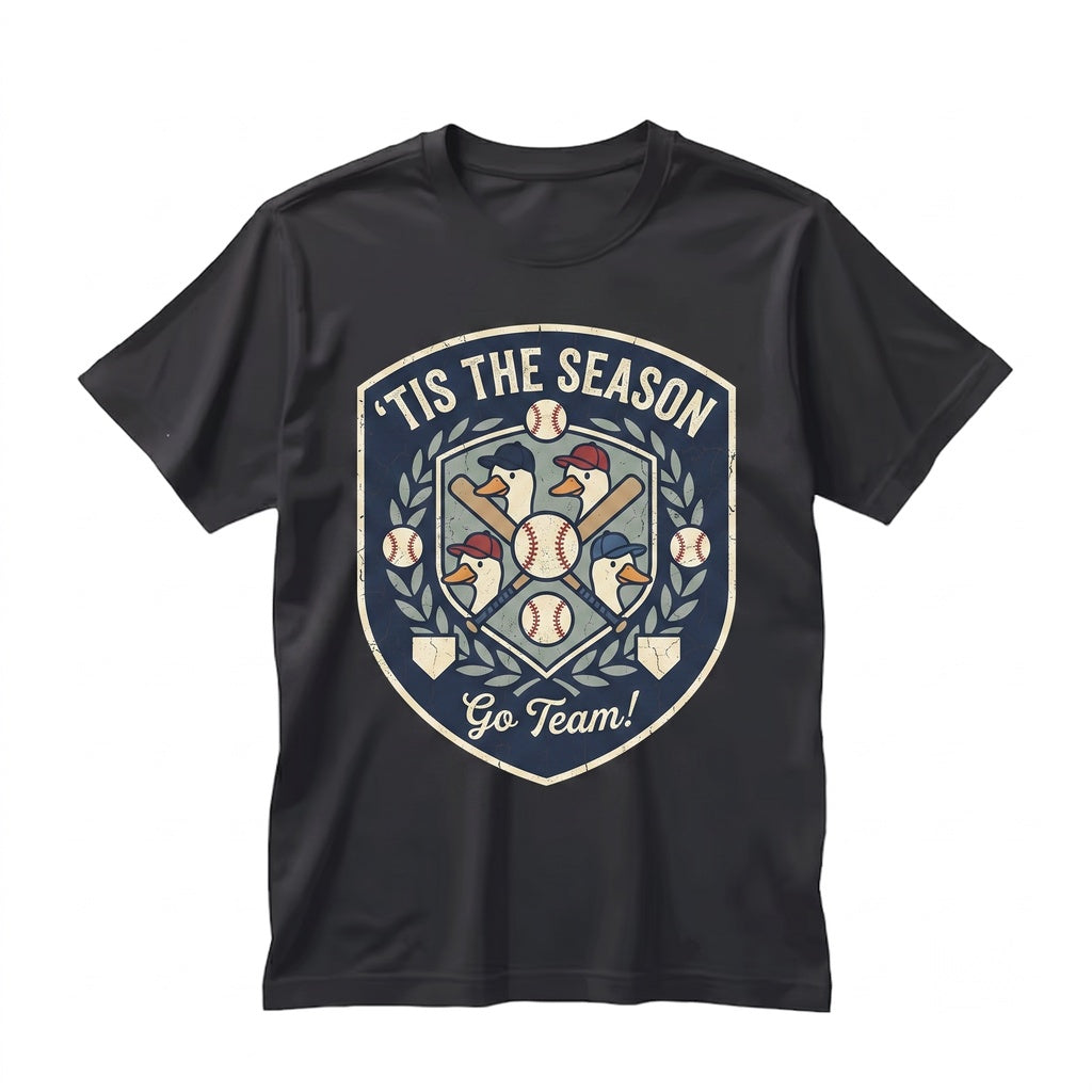 Funny Baseball Tis The Season Goose Game Day Sports Fan Vintage Graphic Mom Gift Unisex TShirt