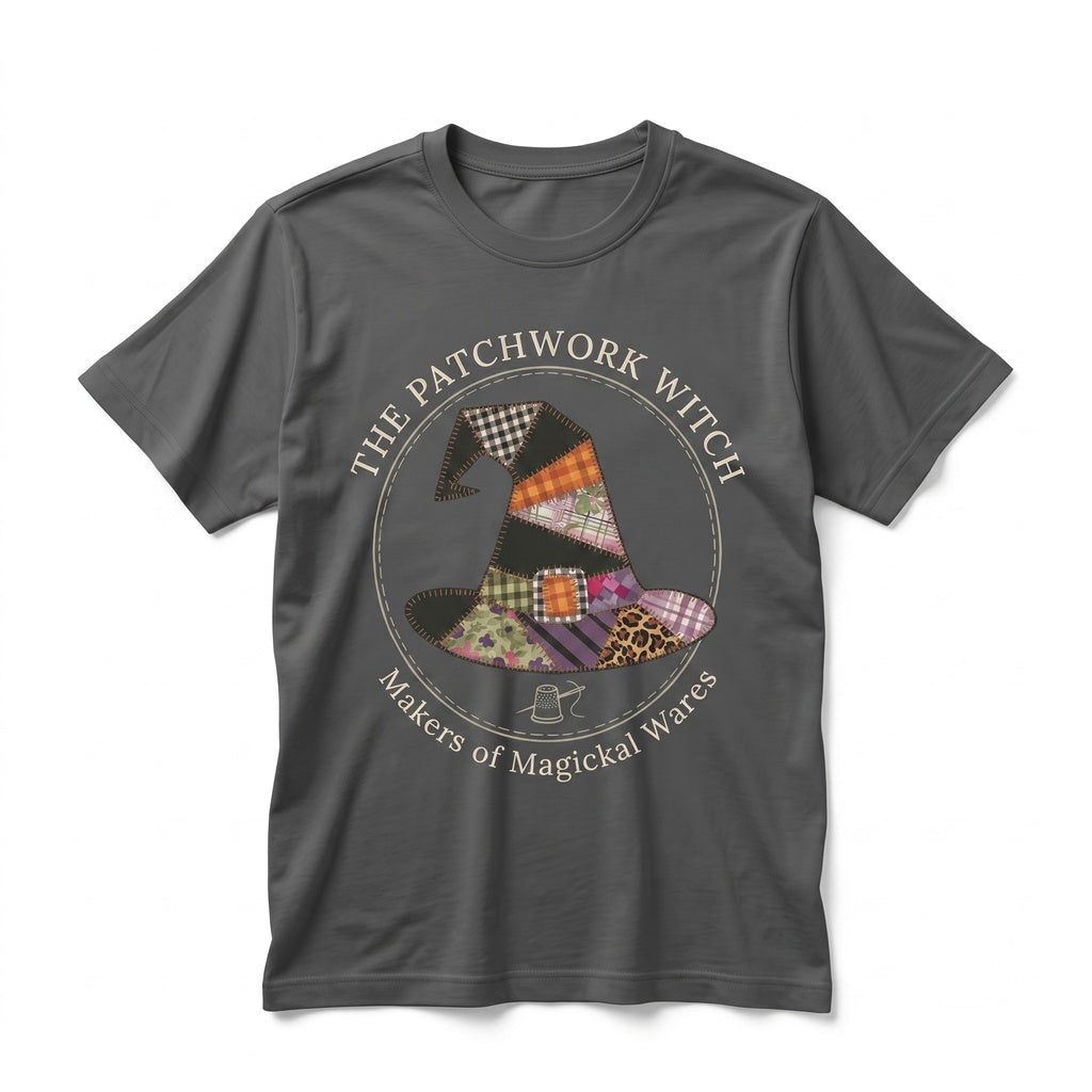 Faux Patchwork Witch Hat Graphic Halloween Spooky Season Sweatshirt Witchy Vibes Unisex TShirt