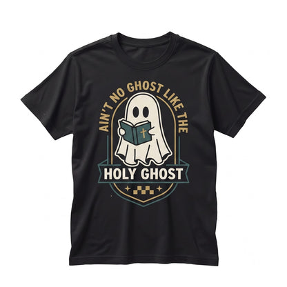 Funny Cute Ghost Reading Holy Bible Catholic Retro Religious Graphic Gift Unisex TShirt