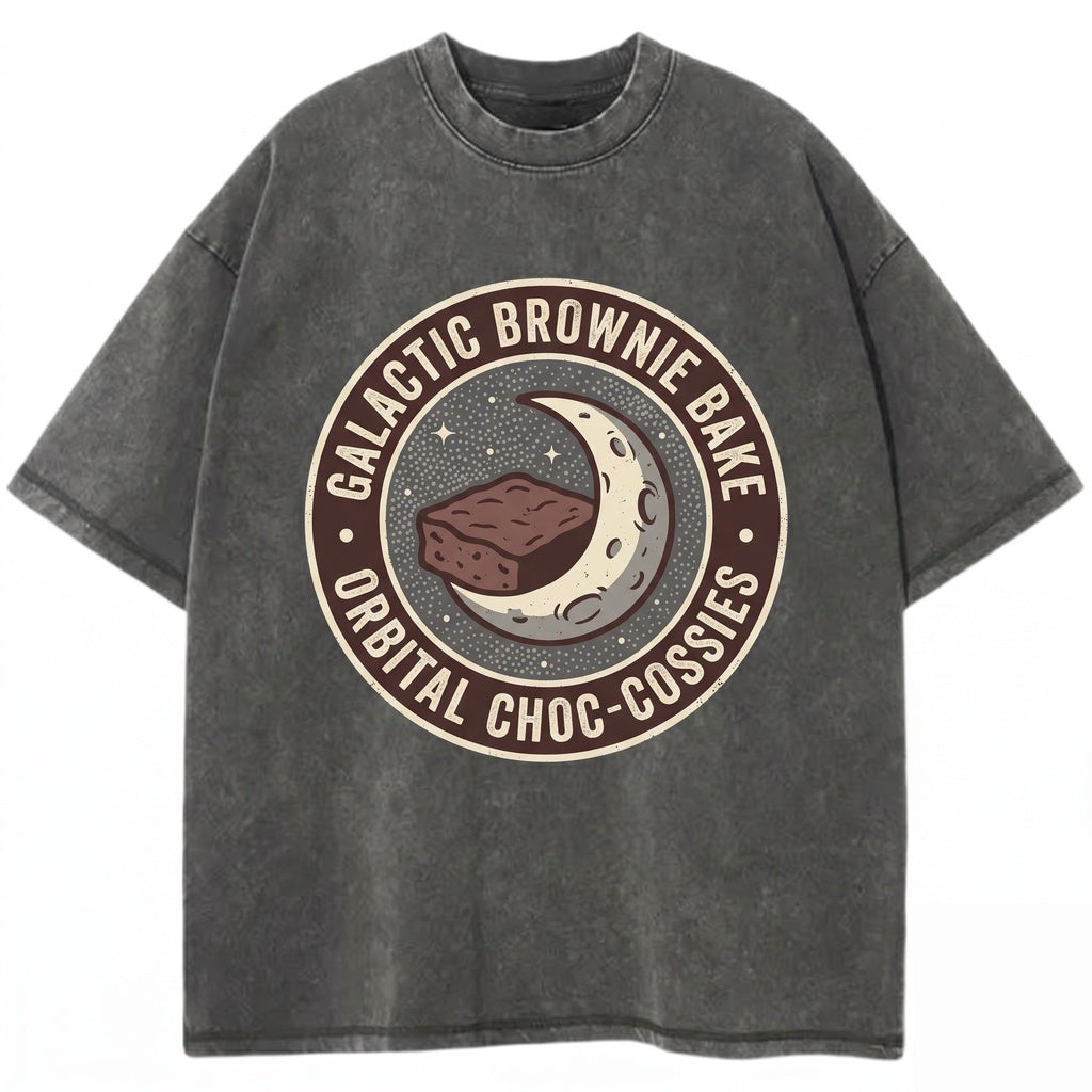 Three Brownie Moon Funny Dessert Retro Galaxy Celestial Sweet Treat Cosmic Chocolate Gift Unisex TShirt