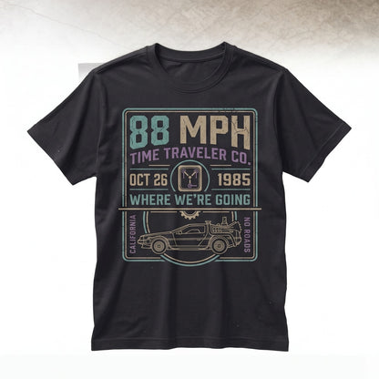 Vintage 80s Sci-Fi Time Travel Movie Graphic 88 MPH Retro DeLorean Unisex TShirt