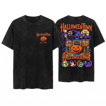 Retro Spooky Season 90s Halloweentown Gothic Oversized Vintage Aesthetic Unisex Wash T-Shirt