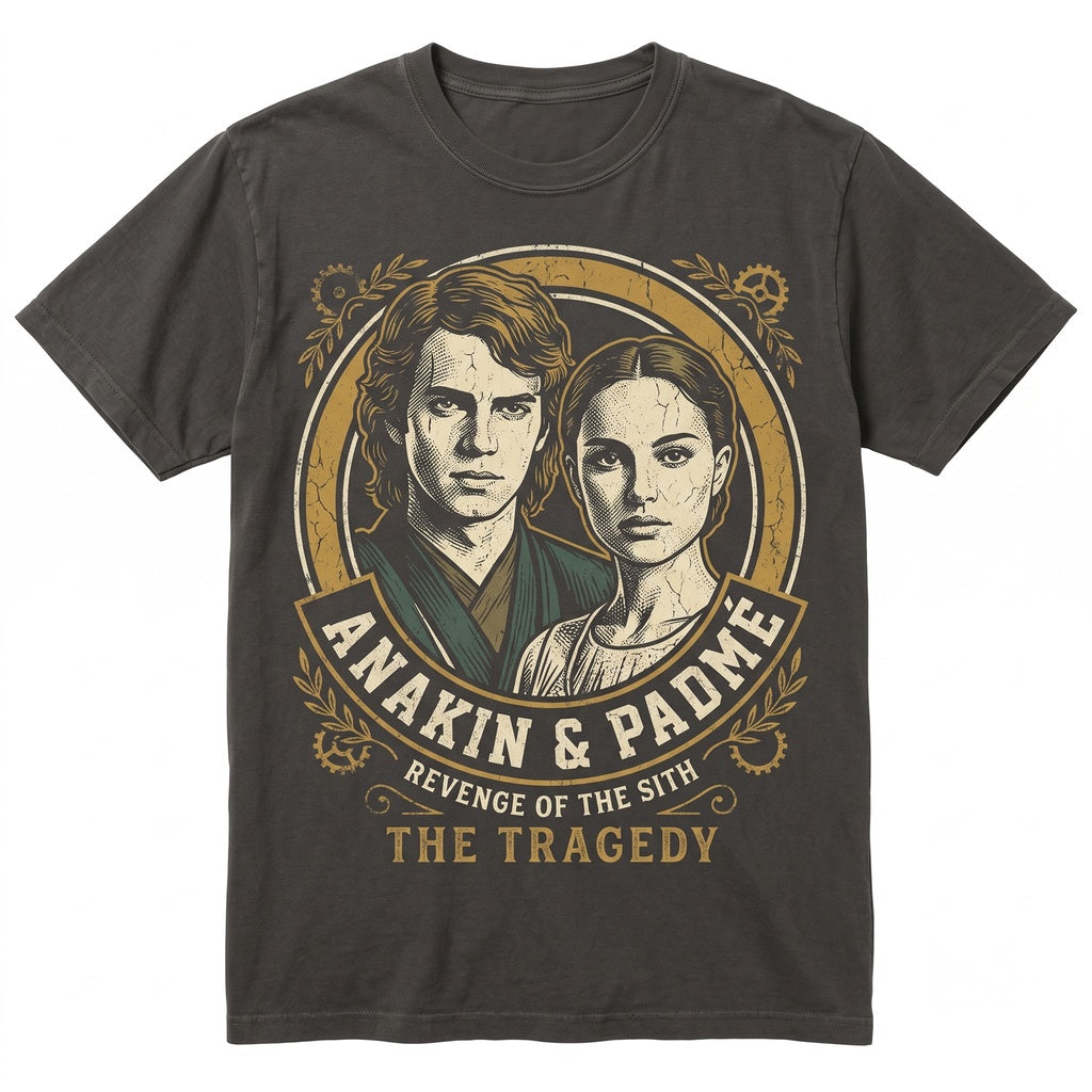 Retro Anakin Skywalker Padme Amidala Couple Graphic Galactic Romance Matching Vintage Apparel Unisex TShirt