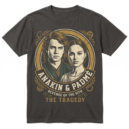Retro Anakin Skywalker Padme Amidala Couple Graphic Galactic Romance Matching Vintage Apparel Unisex TShirt