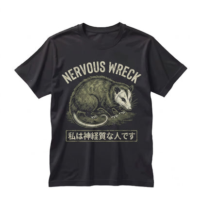 Funny Nervous Wreck Opossum Graphic Anxiety Meme Novelty Cotton Unisex TShirt