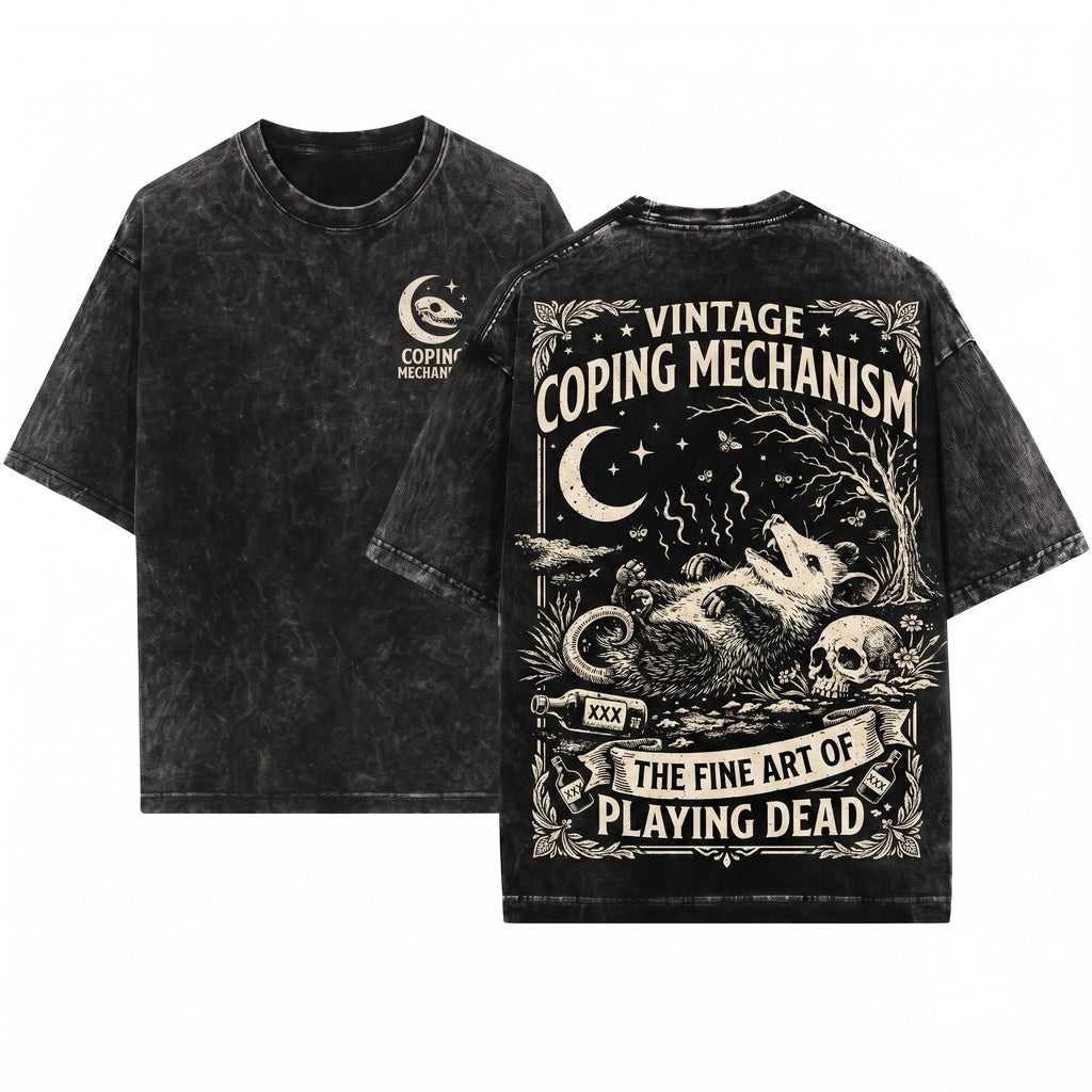 Funny Vintage Coping Mechanism Opossum Playing Dead Woodland Animal Graphic Lover Gift Unisex Wash T-Shirt