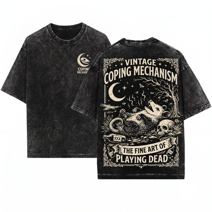 Funny Vintage Coping Mechanism Opossum Playing Dead Woodland Animal Graphic Lover Gift Unisex Wash T-Shirt
