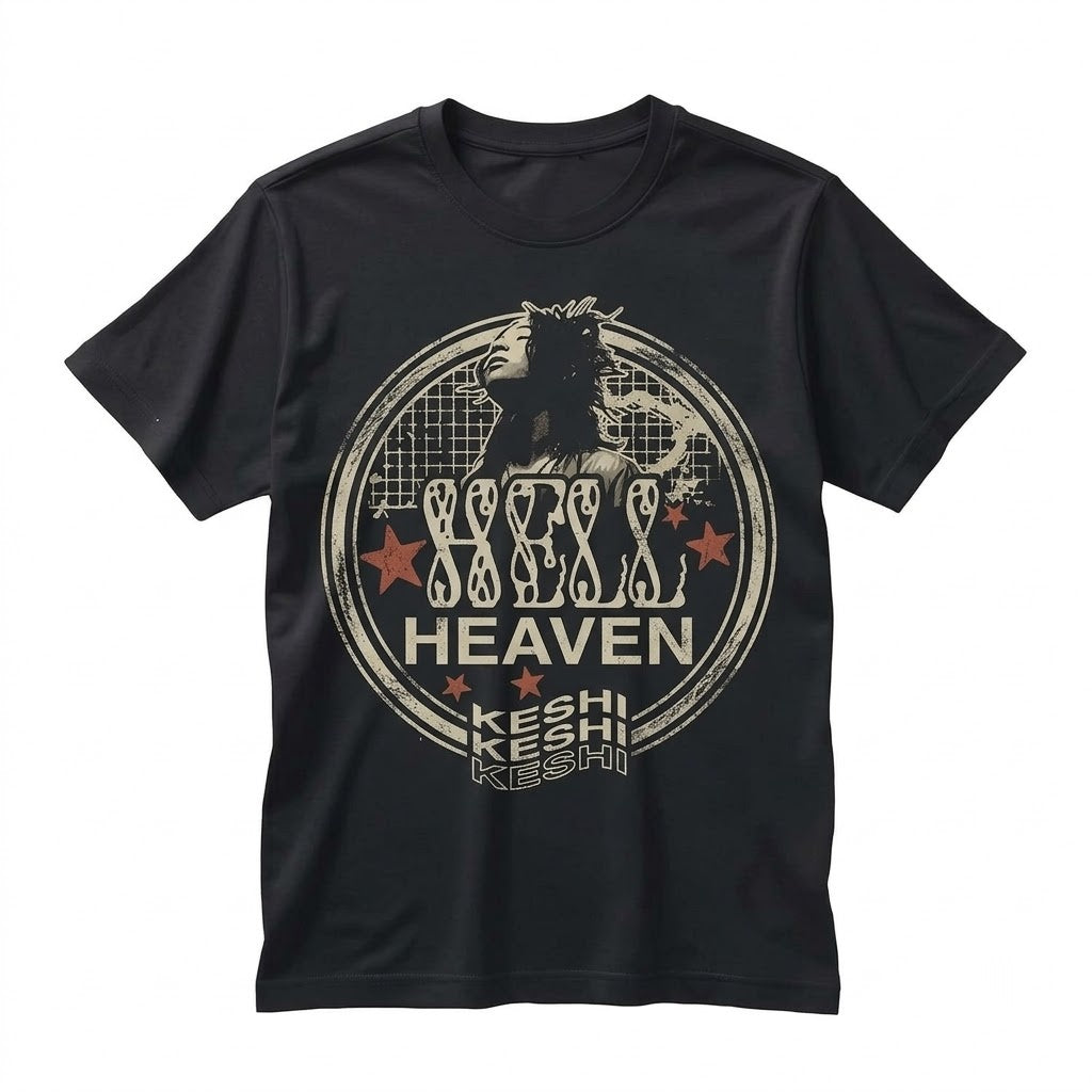 Keshi Hell Heaven World Tour 2022 Vintage Merch Graphic Indie R&B Pop Concert Music Streetwear Aesthetic Fan Gift Unisex TShirt
