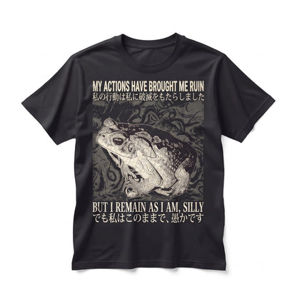 My Actions Brought Me Ruin Vintage Japanese Frog Graphic Woodblock Art Aesthetic Unisex TShirt
