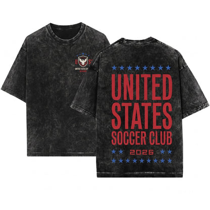 United States Soccer 2026 Team Crewneck Sweatshirt Back Print America Fan Apparel Unisex Wash T-Shirt