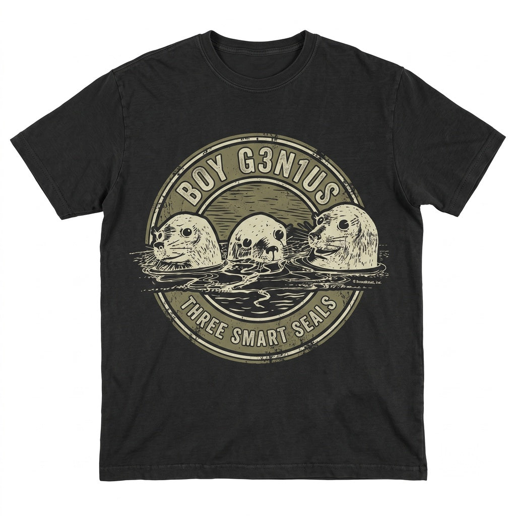 Boy Genius Seal Sea Otter Graphic Print Vintage Indie Music Animal Cotton Unisex TShirt