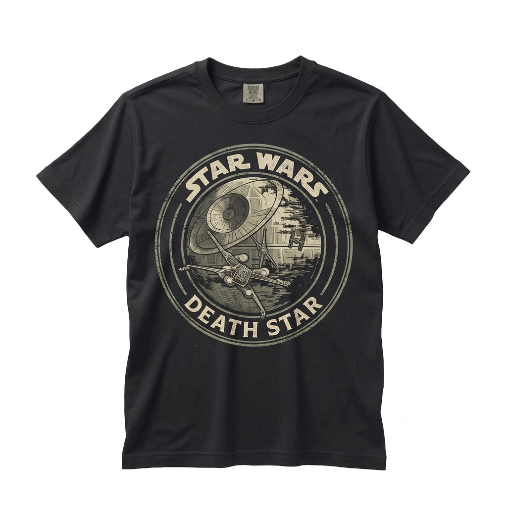 Vintage 1977 Sci-Fi Space Station Graphic Top, Retro Galactic Empire Movie Theme Park Apparel, Unisex TShirt