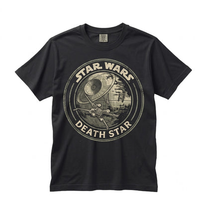 Vintage 1977 Sci-Fi Space Station Graphic Top, Retro Galactic Empire Movie Theme Park Apparel, Unisex TShirt