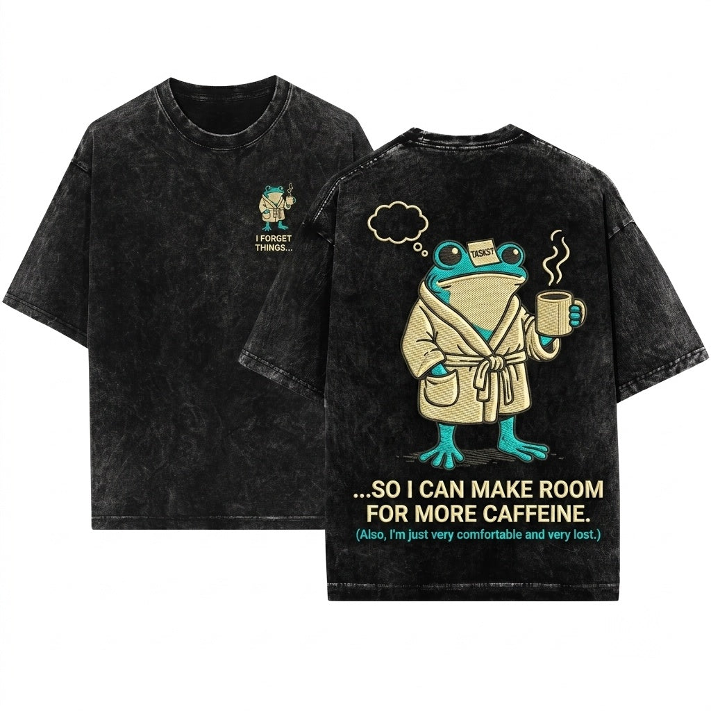 Funny Coffee Meme Frog One Thing About Me Vintage Graphic Apparel Unisex Wash T-Shirt