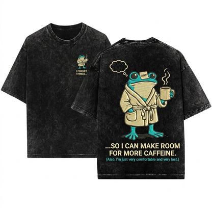 Funny Coffee Meme Frog One Thing About Me Vintage Graphic Apparel Unisex Wash T-Shirt