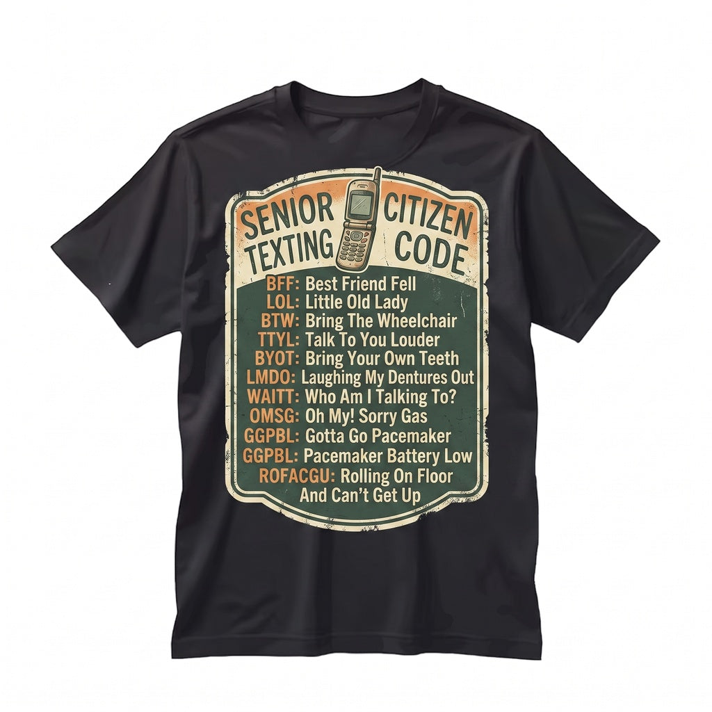 Funny Sarcastic Senior Citizen Texting Code Retired Grandpa Grandma Papa Life Gift Unisex TShirt