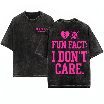 Fun Fact I Dont Care Sassy Bright Pink Snapback Trucker Hat Unisex Wash T-Shirt