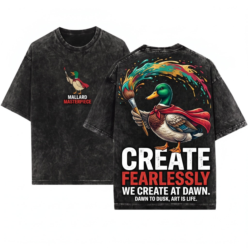 Funny Artist Duck Graphic We Create At Dawn Classroom Educator Present Unisex Wash T-Shirt