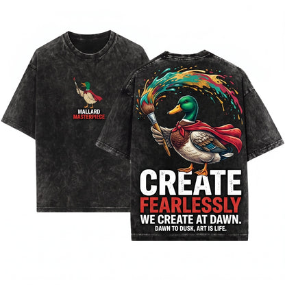 Funny Artist Duck Graphic We Create At Dawn Classroom Educator Present Unisex Wash T-Shirt