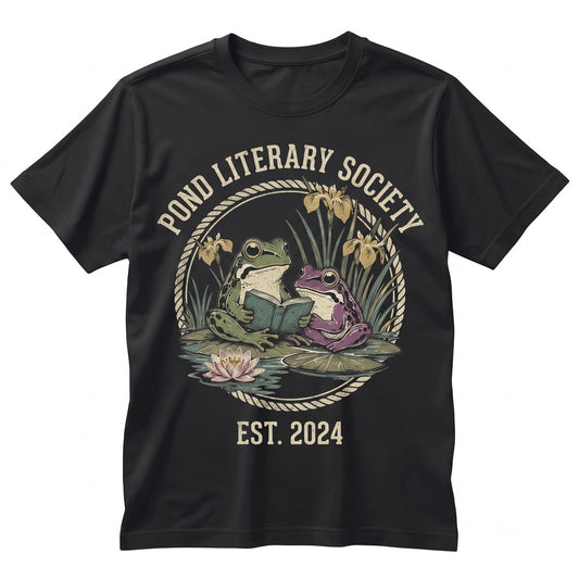 Vintage Reading Frog Graphic Cottagecore Book Lover Whimsical Cute Pond Animal Retro Gift Unisex TShirt