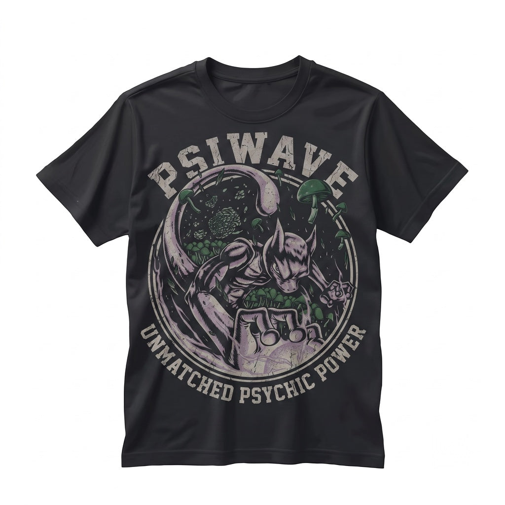 Mewtwo Psywave Vintage Acid Wash Anime Graphic Oversized Retro Gamer Apparel Gift Unisex TShirt