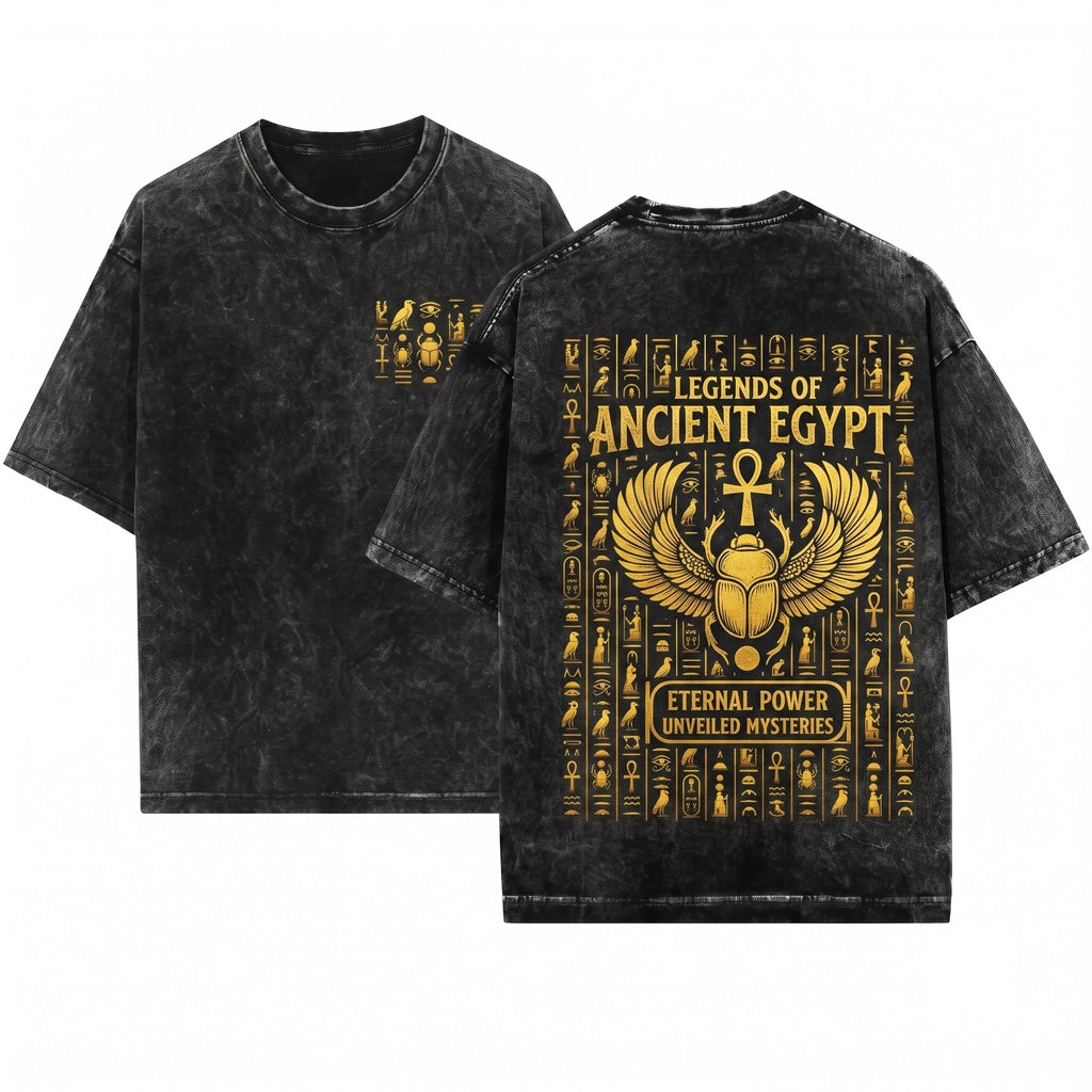 Egyptian Hieroglyphics Ancient Egypt Pharaoh Symbols Archaeology History Culture Graphic Gift Apparel Unisex Wash T-Shirt